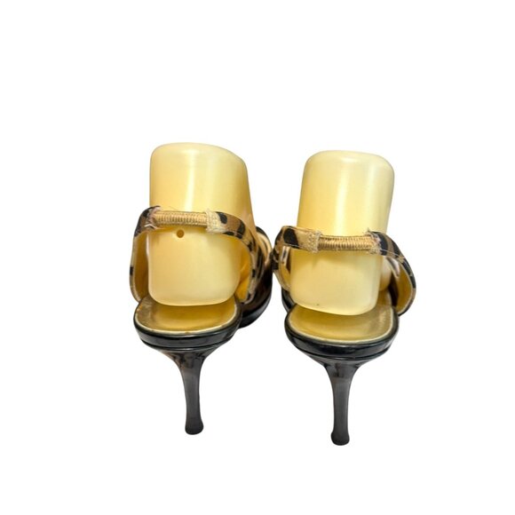 Cache Women's Leopard Print Slingback Peep Toe Leather Sole Stiletto Heels - Picture 9 of 10